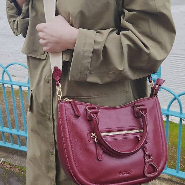 SADDLER – wholesale Top handle bag – women's – Chloe Leather Twin-Handle Handbag with Crossbody Strap - Handmade by Saddler