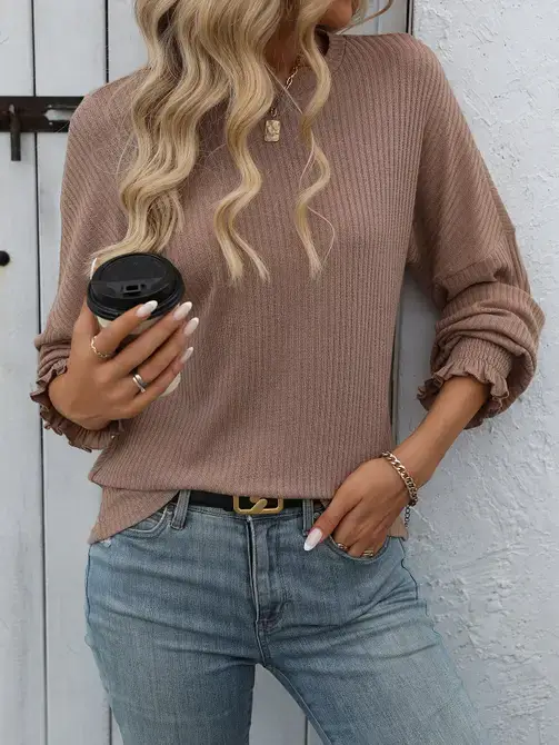 Lovesoft - Wholesale Knit Sweater - Women's - Casual Ribbed Long-Sleeve Sweater with a Relaxed Silhouette9