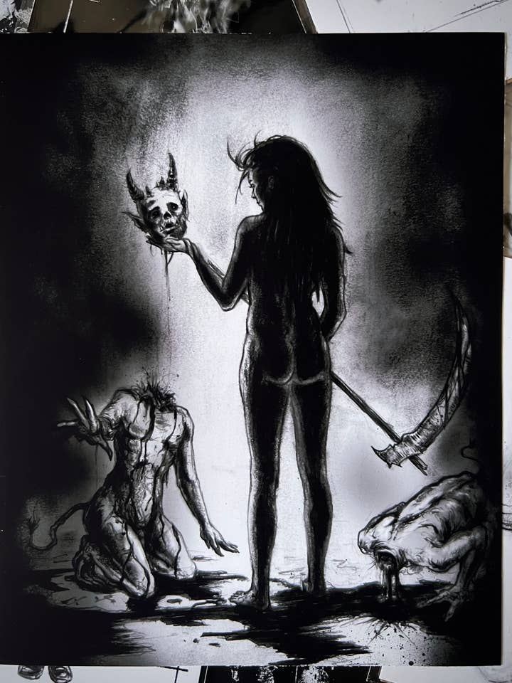 Heksede Gudinde Kunsttryk - Gotisk Mørk Kunst for engroshandel hos Andy Sciazko Art