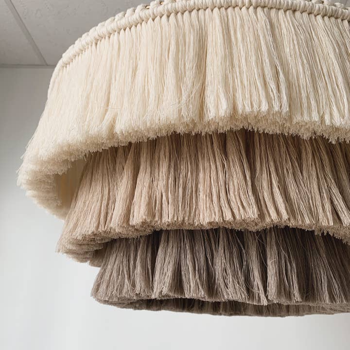 BOHO LIGHTS - Wholesale Chandelier/hanging light - Cotton Fringe Chandelier Cappuccino2