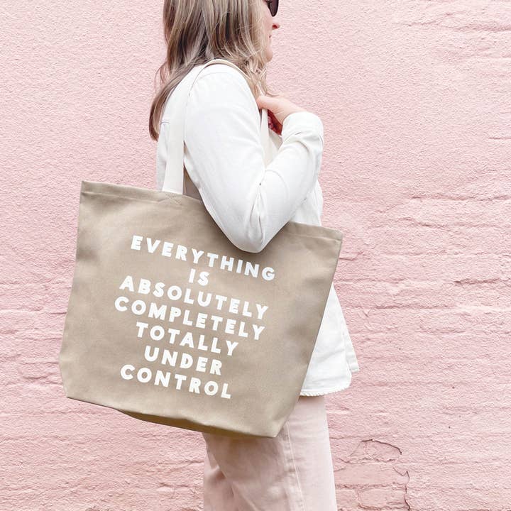 Everything is Under Control - Stone Canvas Tote Bag for wholesale by Alphabet Bags