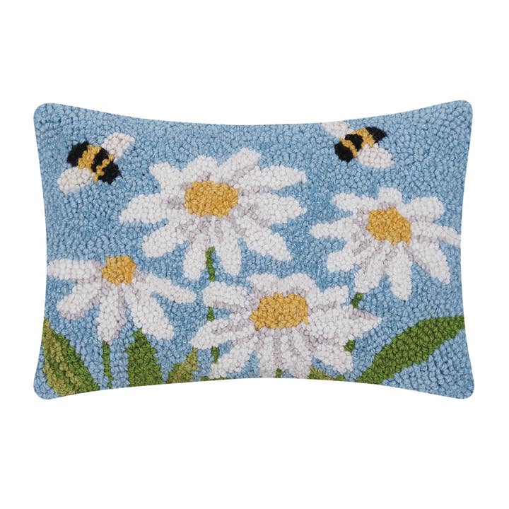 Daisies & Bees Hook Pillow for wholesale by Peking Handicraft