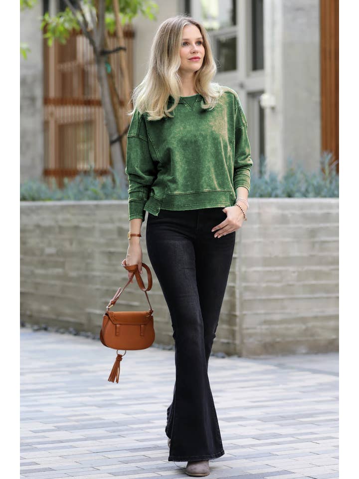 42POPS – Großhandel Sweatshirt – Damen – , French Terry Gewaschene Crop Pullover Kollektion27