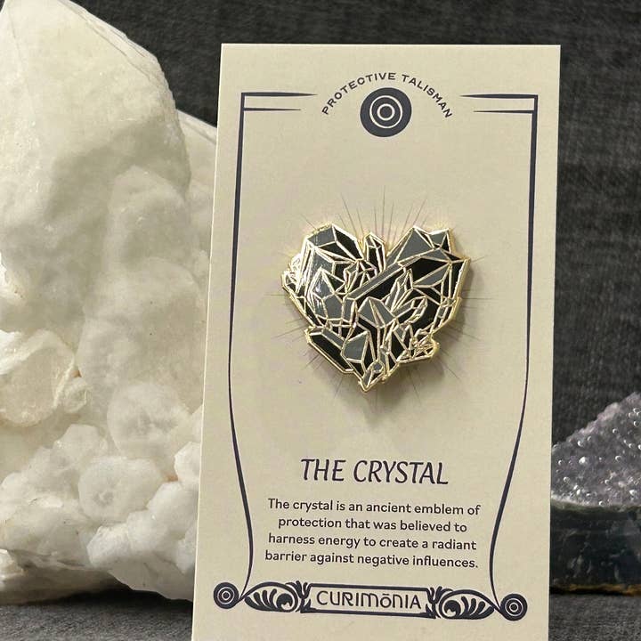 Enamel Pin Black Crystal Heart Talisman Pin for wholesale by Mineral and Matter