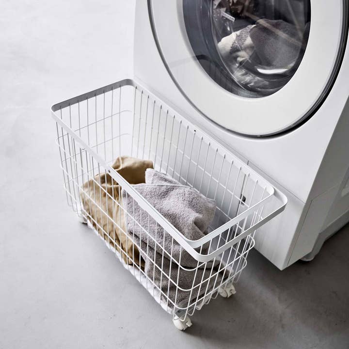 Yamazaki Home - Wholesale Laundry Basket - Rolling Wire Basket (14.8" H) - Steel