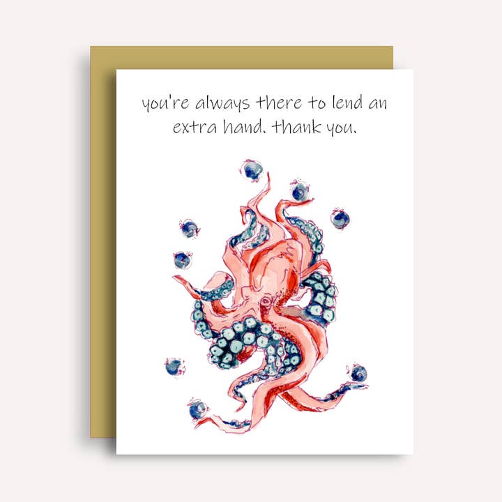 You're Always Here to Help - Octopus Thank You Card for wholesale by EB Studios