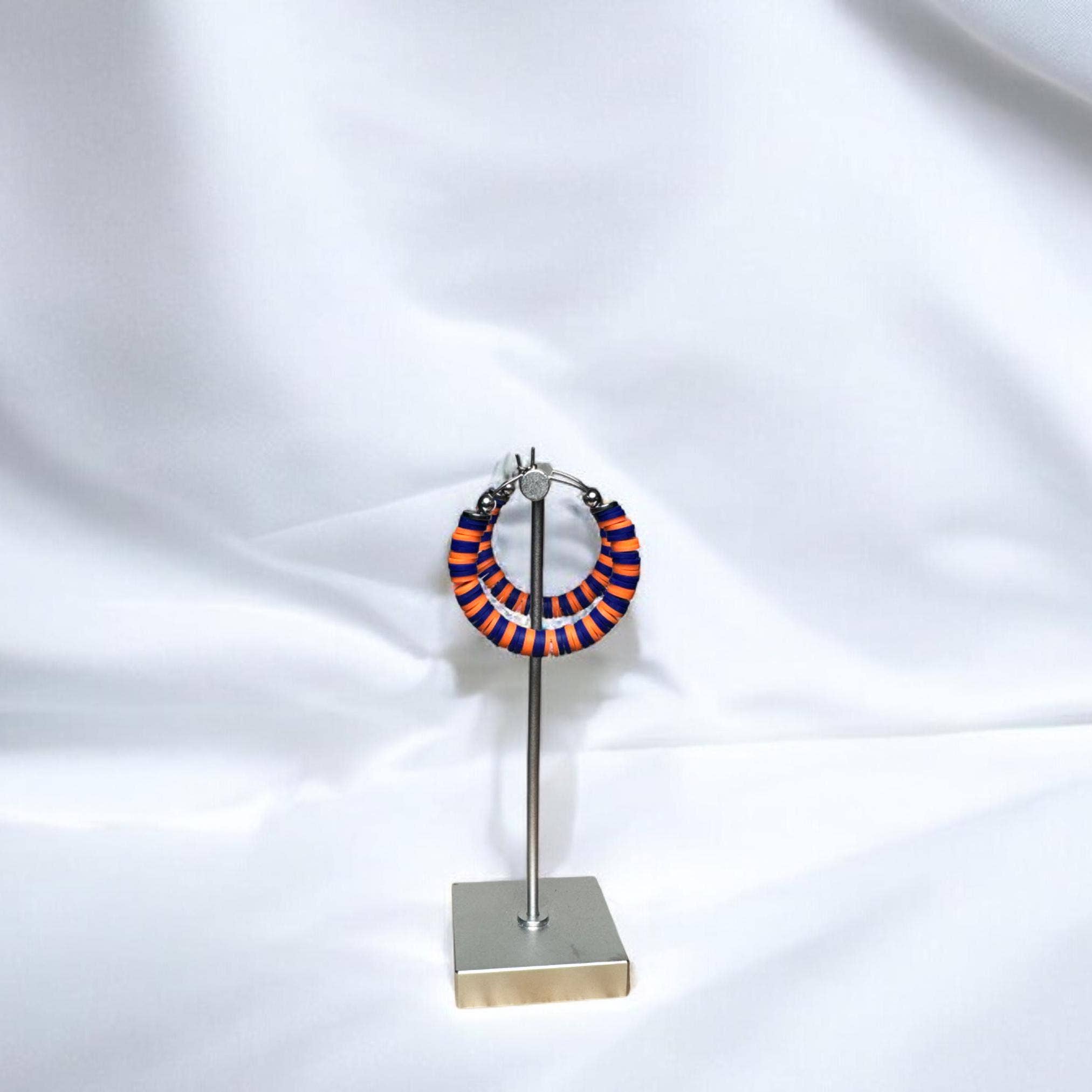 Fish Towne Designs, LLC - Wholesale Hoop Earrings - Blue and Orange Game Day Hoop Earrings9