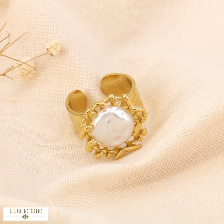 Lilas de Seine - Wholesale Cocktail/Statement Ring - Stainless steel stone crown ring 0424059