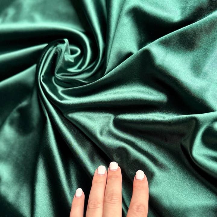 GalaTextile - Wholesale Fabric - Emerald Stretch Nylon Spandex By Yard, 4 way Silky Stretch Bodysuit Material, For Dresses Dancewear Leggings, Heavyweight Satin Spandex1