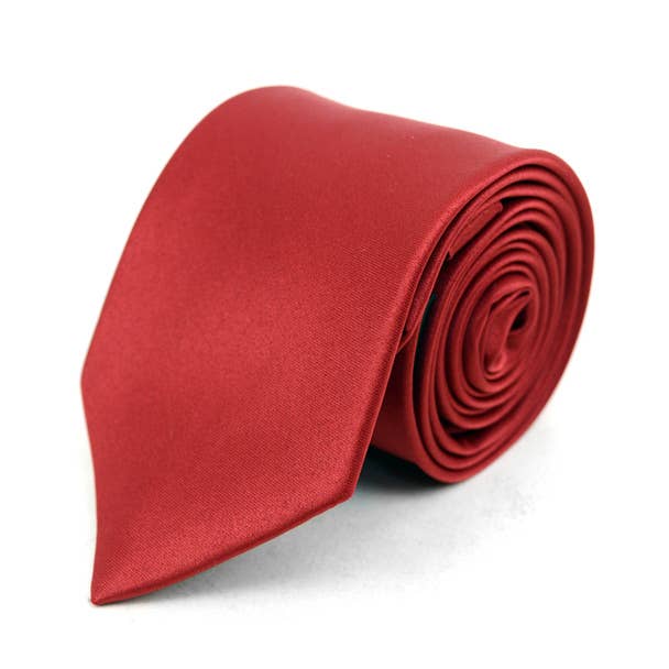 Selini New York - Wholesale Necktie - Men's - Men's Poly Solid Satin Slim Tie with Paper Band - PSBD6