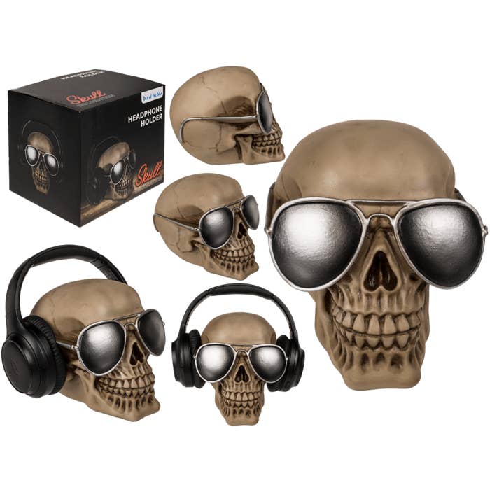 Headphone Holder, Skull, for wholesale by Out of the blue KG