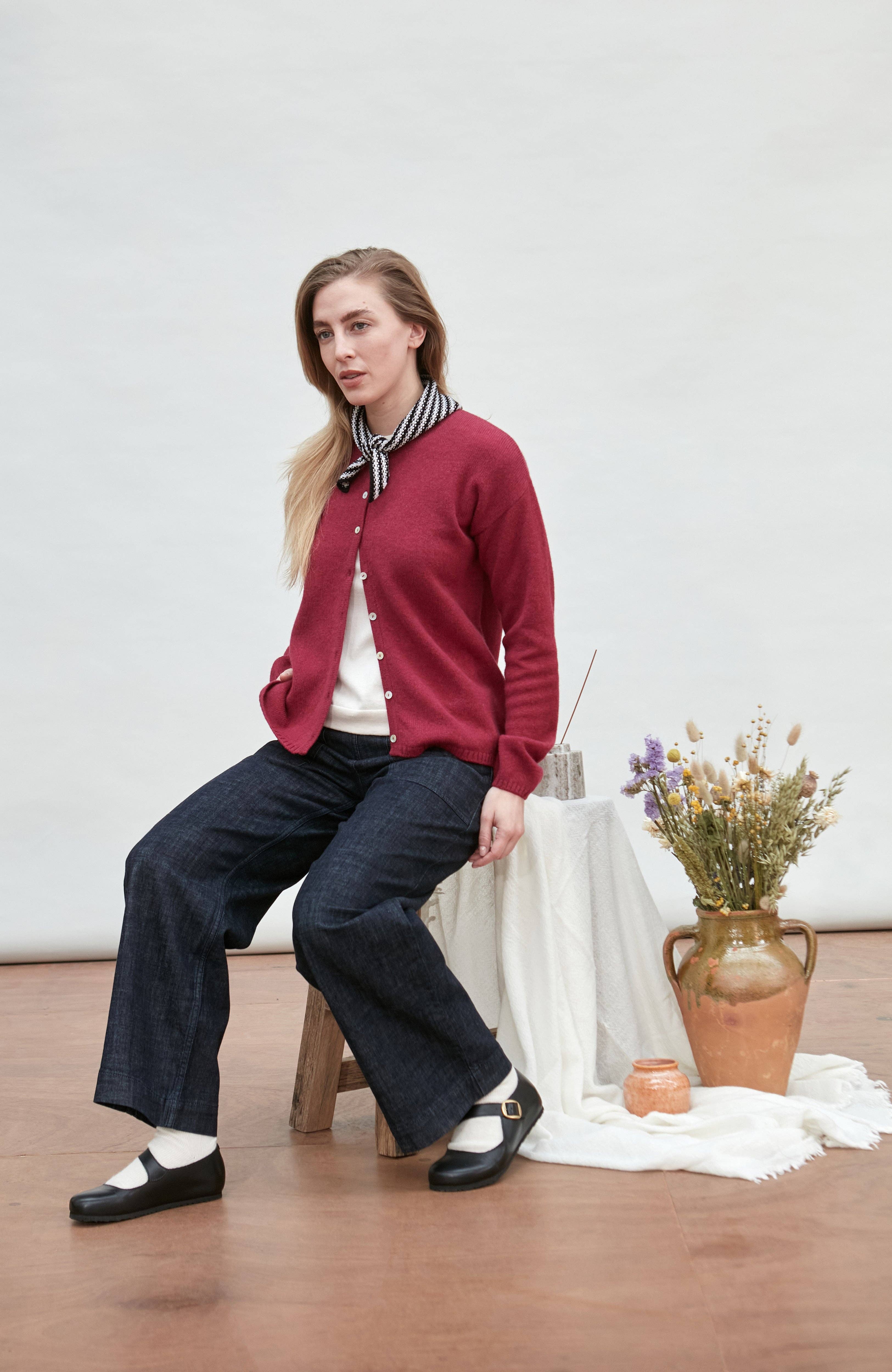 Black Ecru Cotton Textured Stripe Mini Neckerchief for wholesale on Faire3