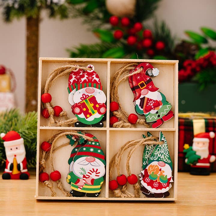 NINEXIS - Wholesale Ornament Set - CWMM10286_CHRISTMAS WOODEN GNOME SNOWMAN ORNAMENTS SET1