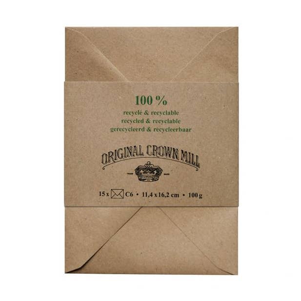 Crown Mill | 100% recycled | 15 sleeves | 16.2 x 11.4 cm for wholesale by Royal Posthumus