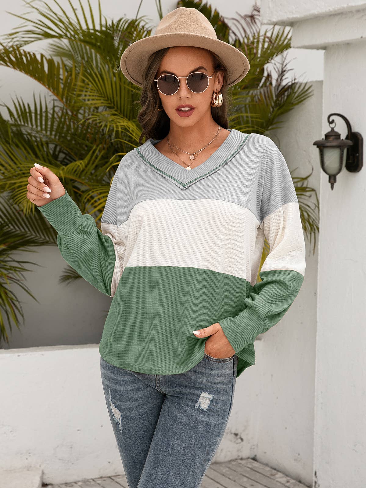 ePretty - Venta al por mayor Jersey corto de punto - Mujer - EP-TP1719 Top de punto de waffle de bloque de color10