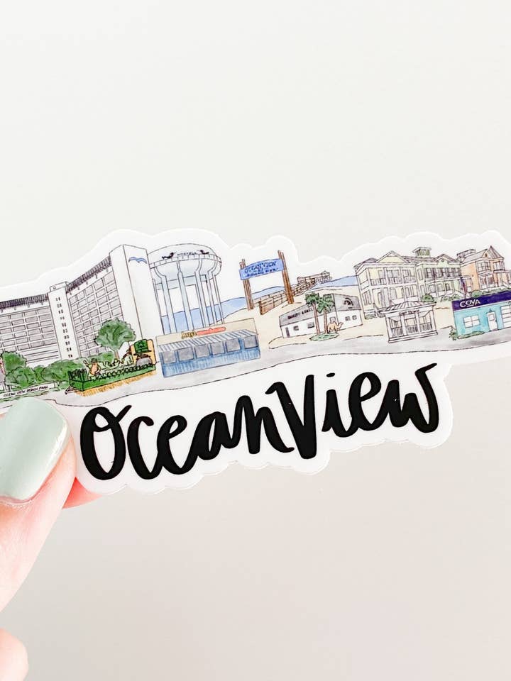 Oceanview (Norfolk) Virginia Skyline sticker - Large 5inx2in for wholesale by Thirteenwinks