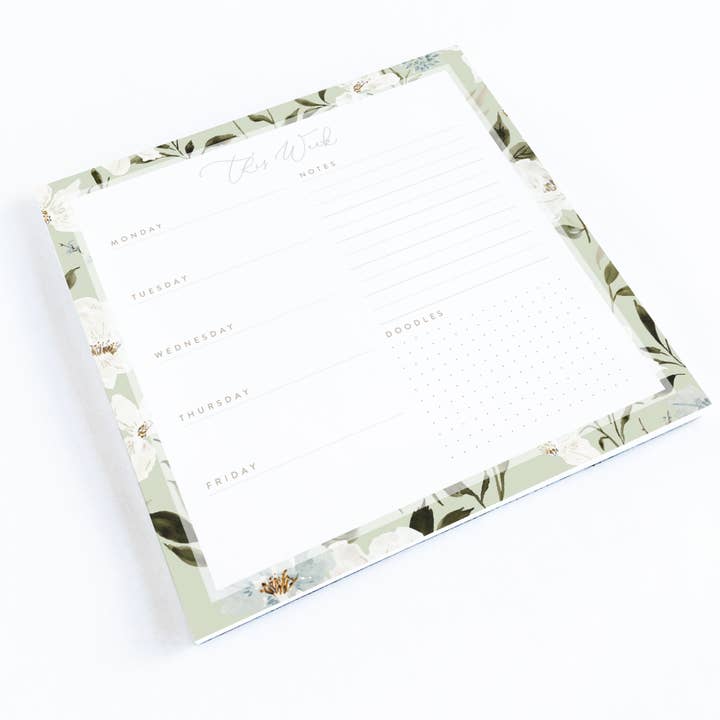 Beth Schneider Designs, LLC - Wholesale Notepad - Tranquility Floral Weekly Agenda Notepad3