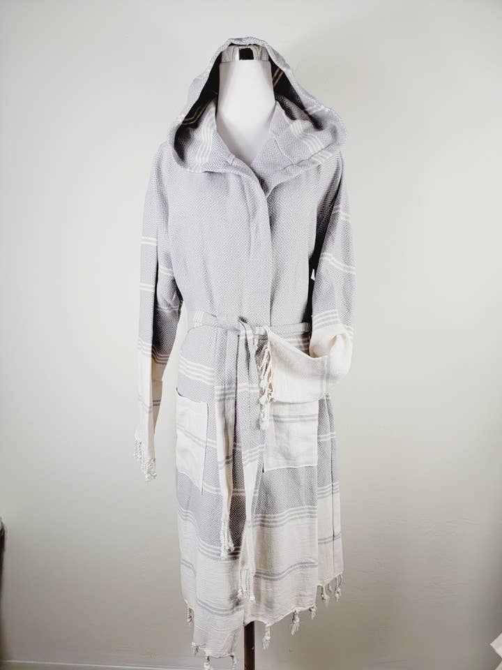 EBRU Home - Wholesale Robe - Unisex - Unisex Robe, Beach, Bath and Spa Turkish Robe - Gray8