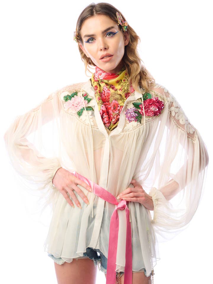 ivory Amora Chiffon Hand - Embellished Blouse / Top for wholesale on Faire9