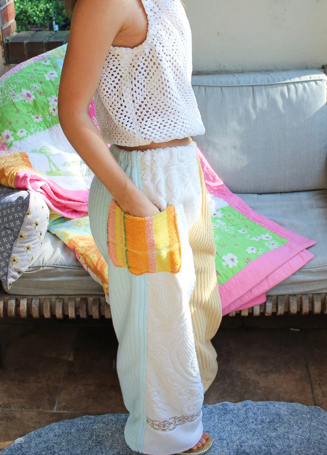 Soleil et Amis - Wholesale Pants - Unisex - the Birdy Pants — Patchwork Terrycloth Pants5