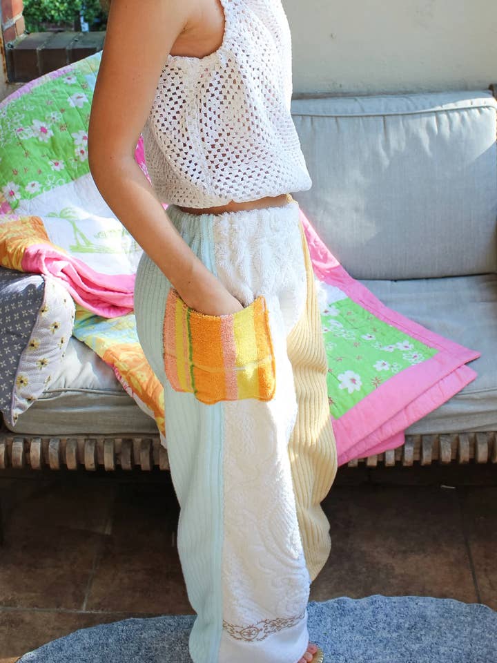 Soleil et Amis - Wholesale Pants - Unisex - the Birdy Pants — Patchwork Terrycloth Pants5