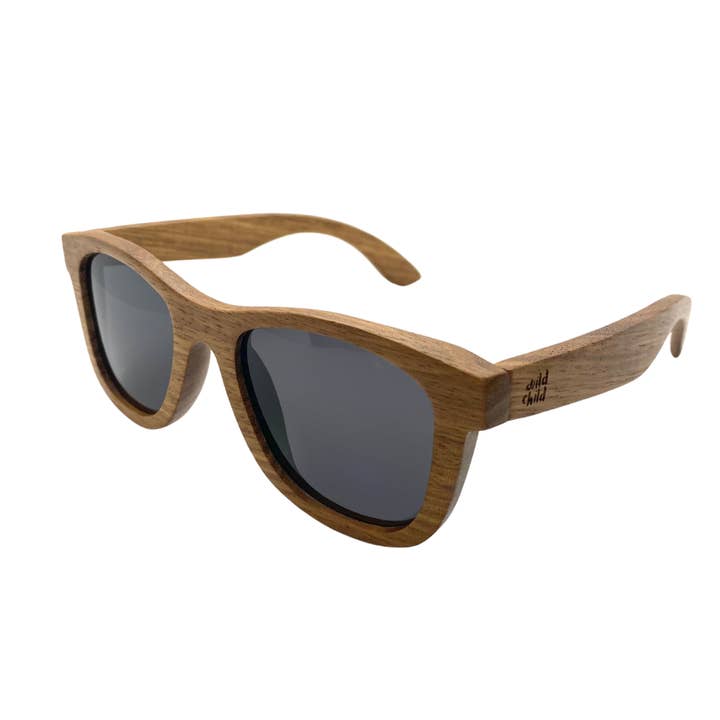 Zebra Wood Wooden Polarized Sunglasses for wholesale by Wild Child Hat Co