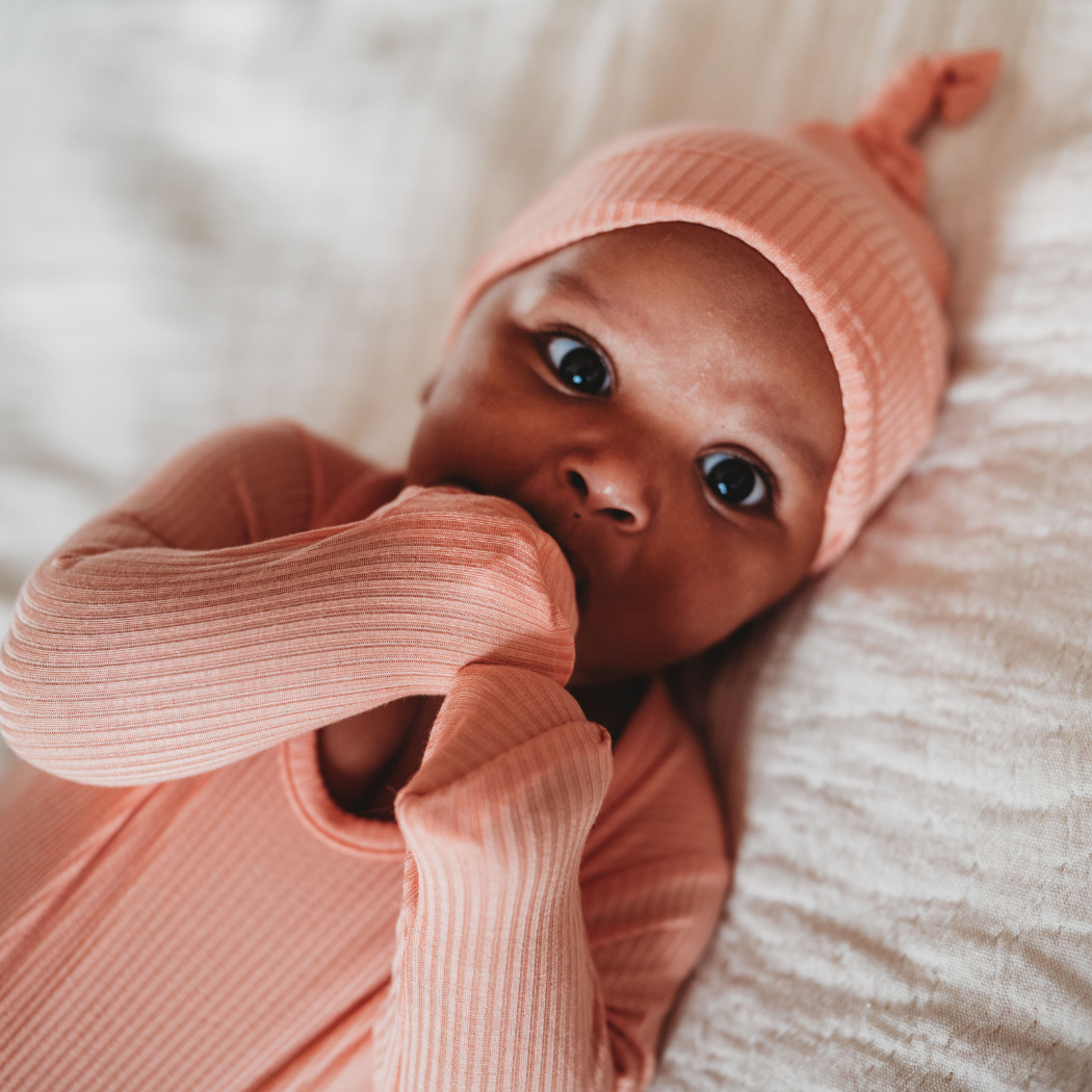 Blushing Pink Bamboo Baby Gown 2 Piece Set for wholesale on Faire7