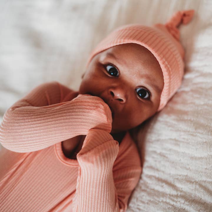 Blushing Pink Bamboo Baby Gown 2 Piece Set for wholesale on Faire7