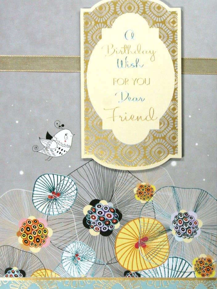 Rosedale Gold Birthday Greeting Cards - Friend (3pk)11560 for wholesale by A-Line Greetings