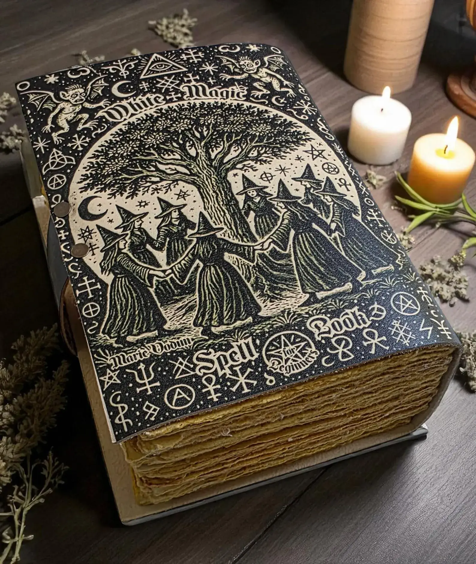 MNM HANDICRAFTS - Wholesale Journal/Diary - White Magic Spell Book, Leather Grimoire Journal Witchcraft4