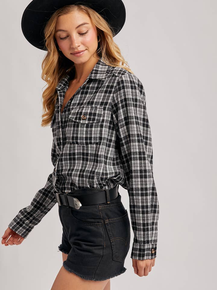 Bluivy - Wholesale Shirt - Women's - BUTTON DOWN PLAID SHIRT WITH POCKETS - 4TH OF JULY31
