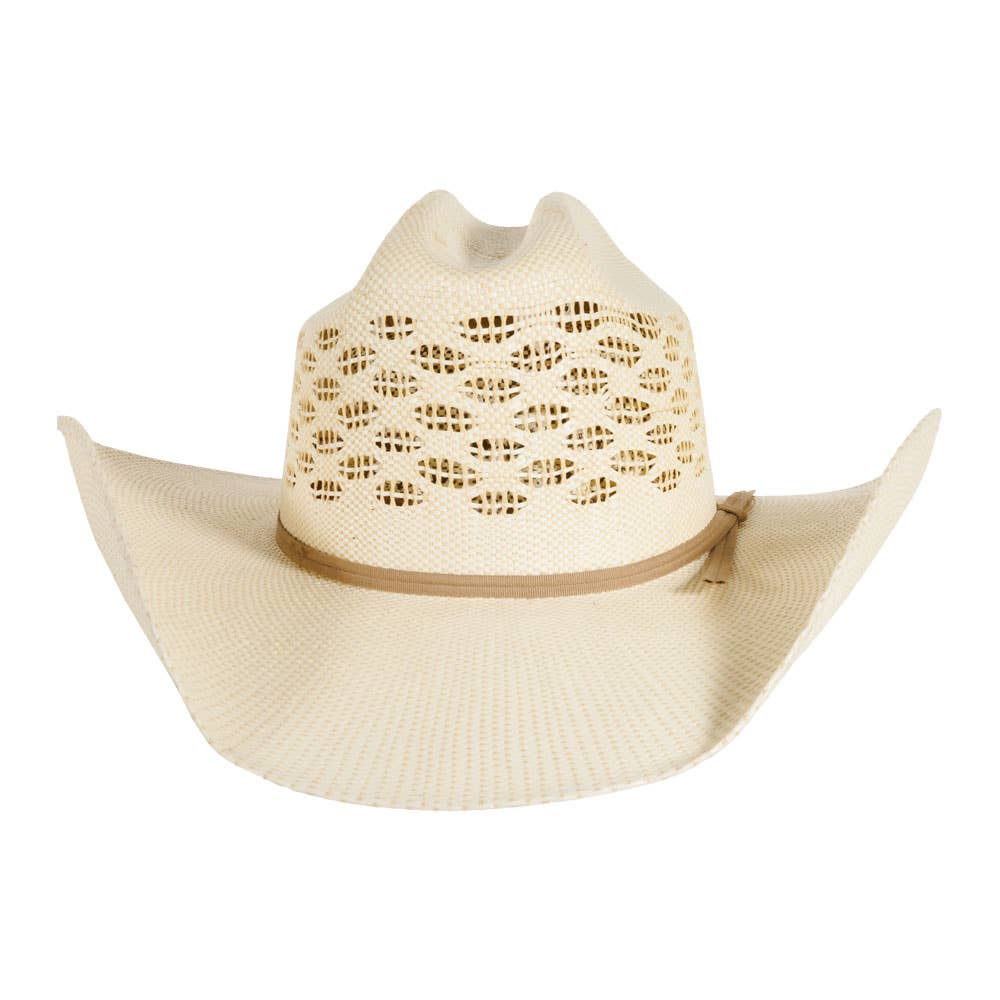 Natural Vented Crown Bangora Straw Cowboy Hat - Style Cal for wholesale on Faire0