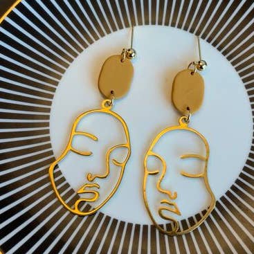 Sasha Mustard Large Gold Face Ball Stud Earring for wholesale by Kismet Klay