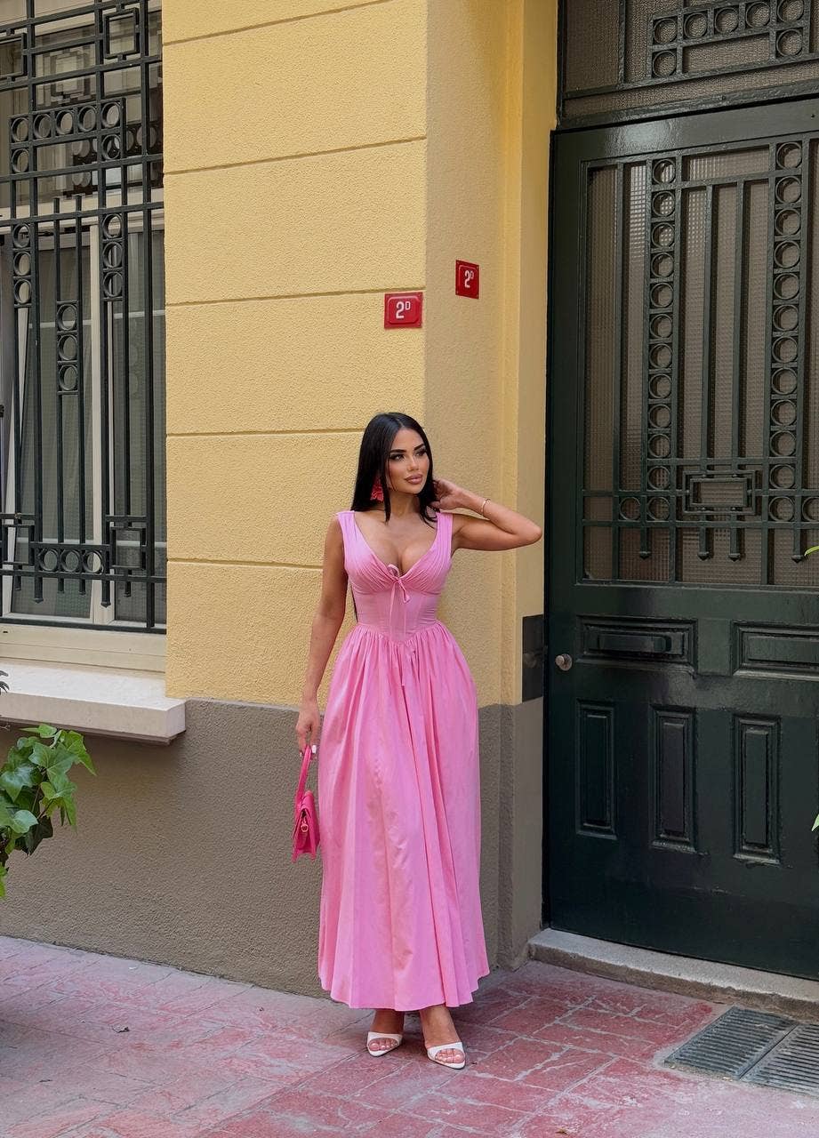 Standpoint Top – Vestido - Mulher por atacado – Vestido Riviera Maxi – Corpete – Laço Frontal – 120142