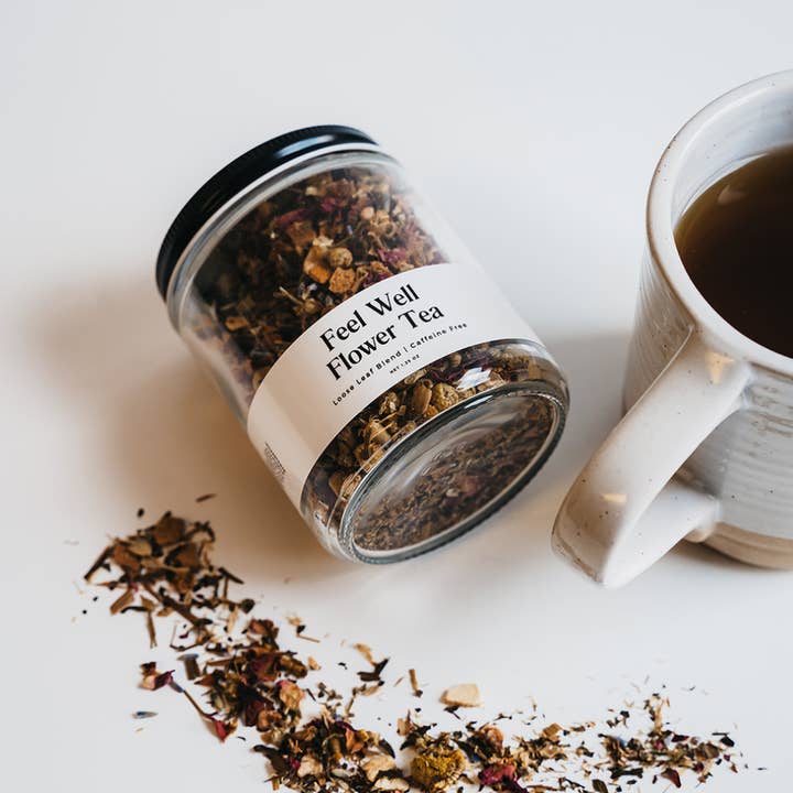 Giften Market - Wholesale Loose Tea - Feel Well Flower Tea - Loose Leaf Tea in Glass Jar - 1.25oz4