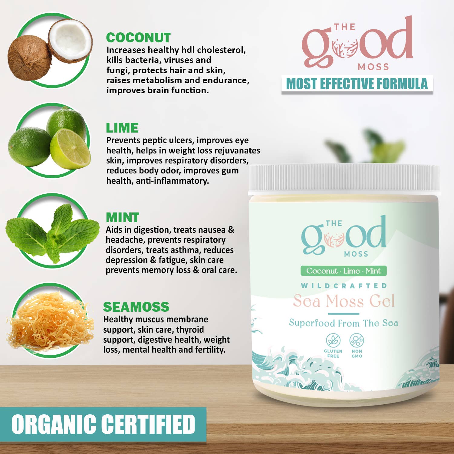 The Good Moss - Wholesale Oral Supplement/Vitamin - Sea Moss Gel - Coconut Lime Mint2