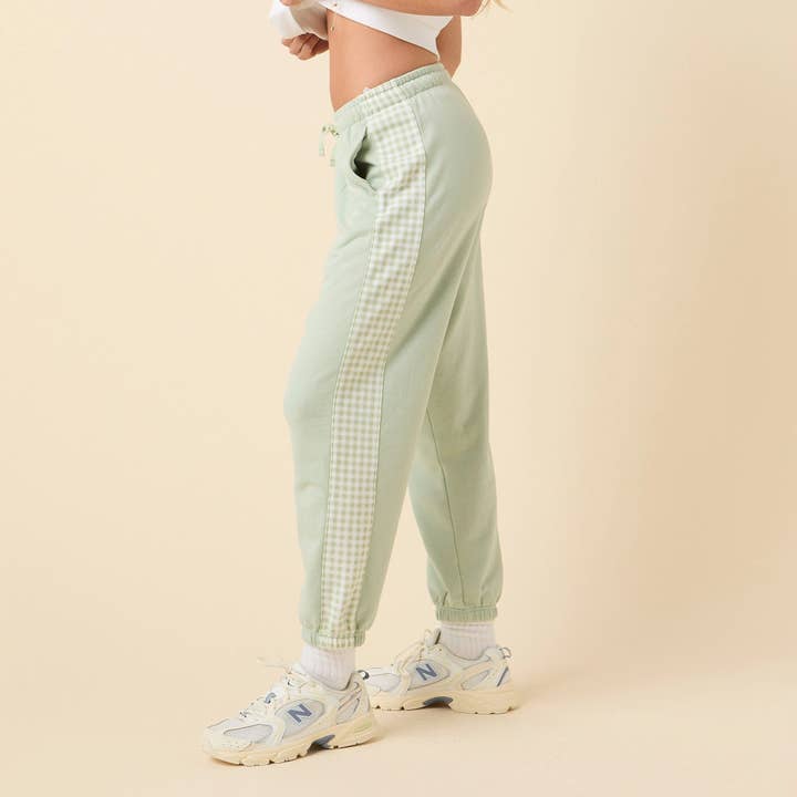 Pantalon de jogging en vichy - Sauge pour la vente par Lauren James