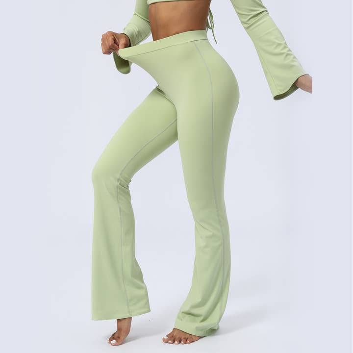 Butt Lifting Yoga Fitness Flared Leg Elastic Workout Pants for wholesale by Sodalemon