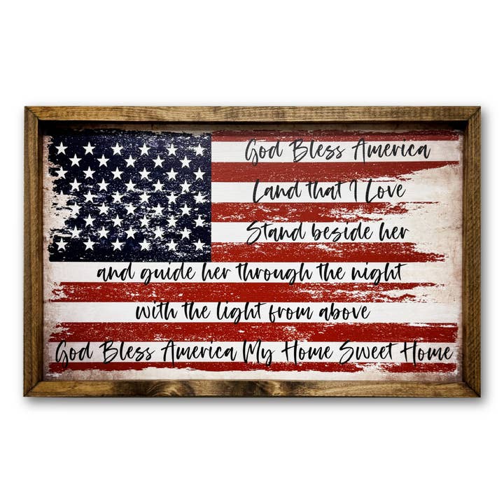 Jarmz Designs - Wholesale Sign - TIMBERLAND FRAME GOD BLESS AMERICAN GRUNGE FLAG