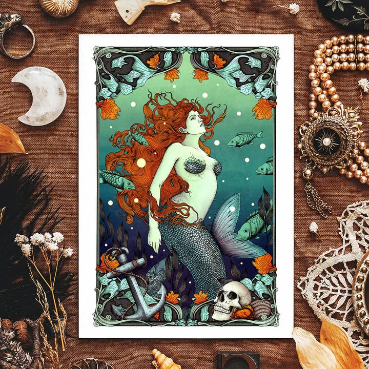 Mermaid & The Sailor - Giclée Art Print for wholesale by Print is Dead