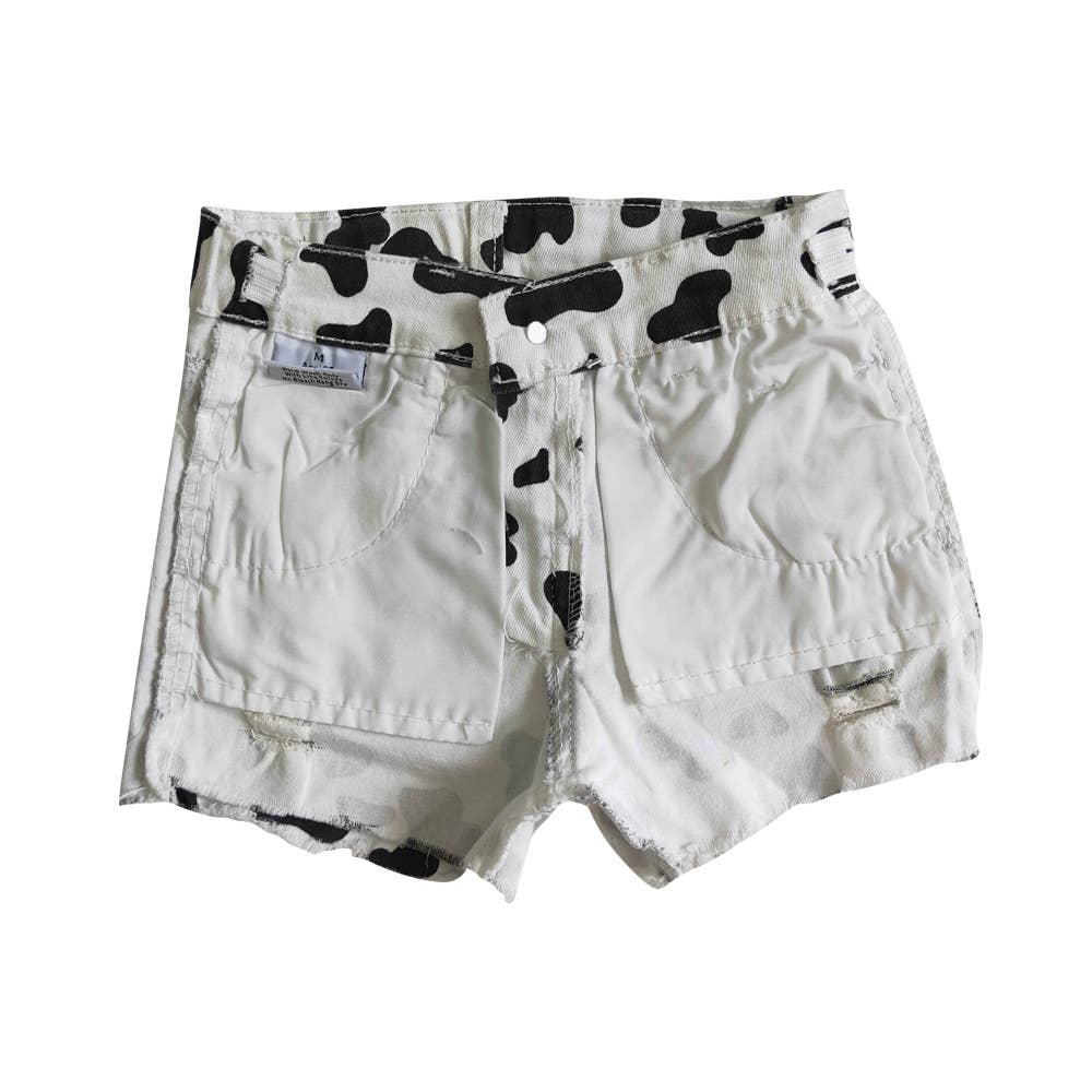 Aier Wholesale - Wholesale Shorts - Kids - Baby Girls cow print summer denim shorts7