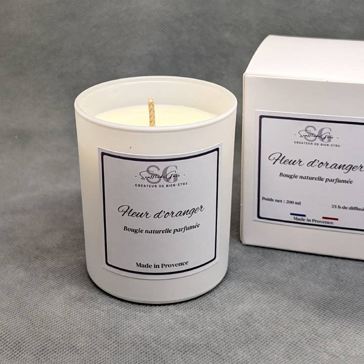 Natuurlijke geurkaars sinaasappelbloesem voor wholesale door Sarl SdG / Souffle de Gaïa