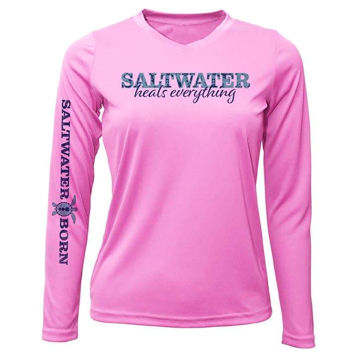 Key West, FL "Saltwater Heals Everything" Long Sleeve UPF 50+ Dry-Fit Shirt for wholesale by Saltwater Born