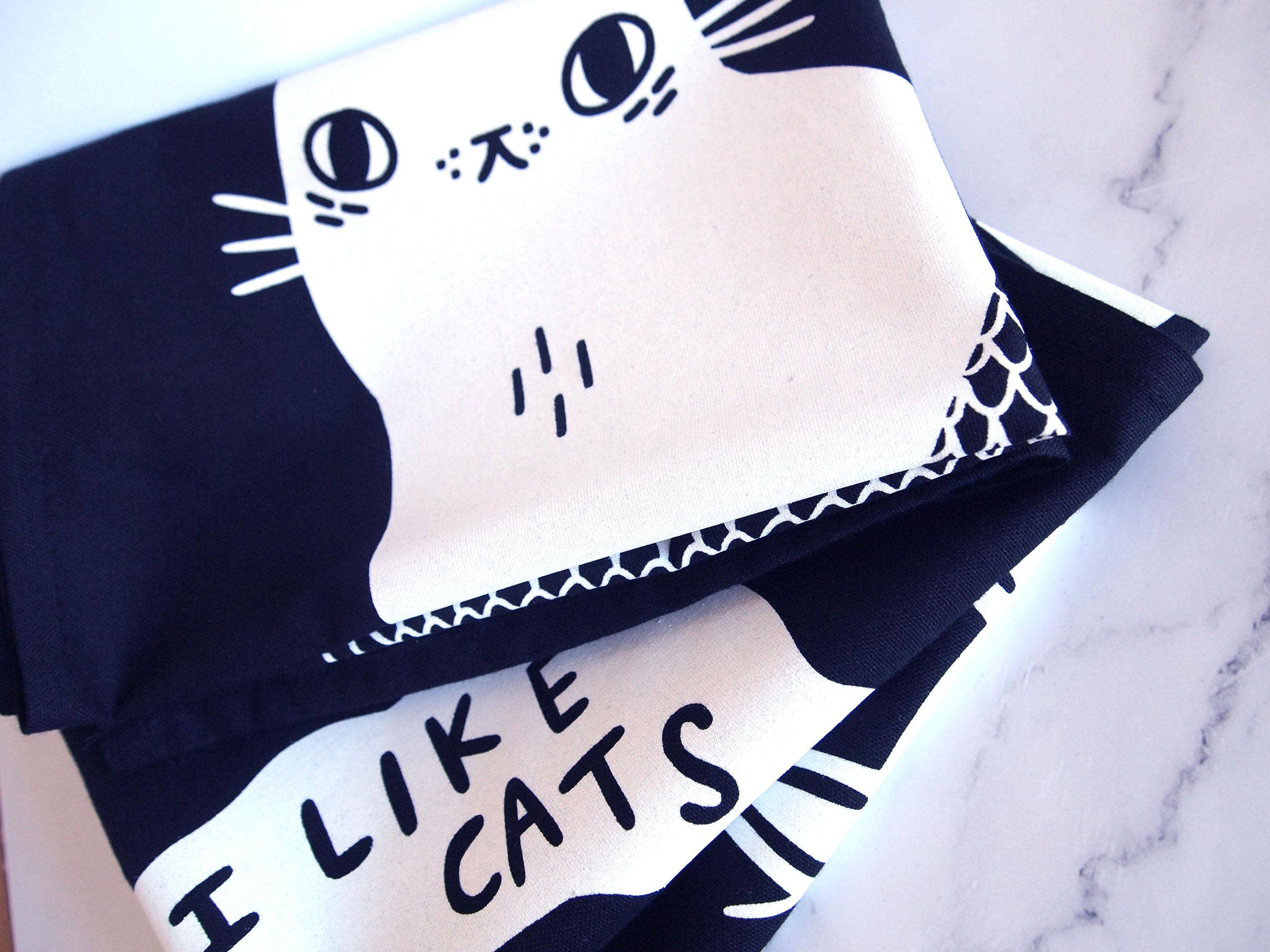 I LIKE CATS - Wholesale Tea Towel - Cotton Tea Towel With Cat and House Screen Print5
