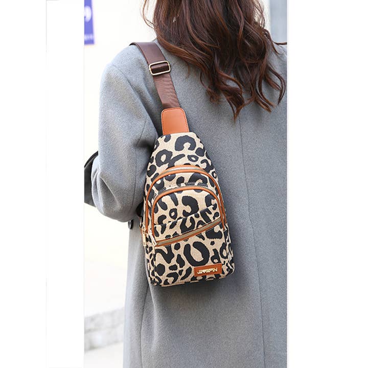 Brown Leopard Print Waterproof Crossbody Bag for wholesale on Faire