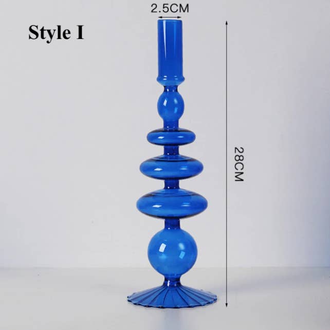 IVORE.GROUP (We cover All Import duty) - Wholesale Candle Holder - Blue Glass Candlestick Holder8