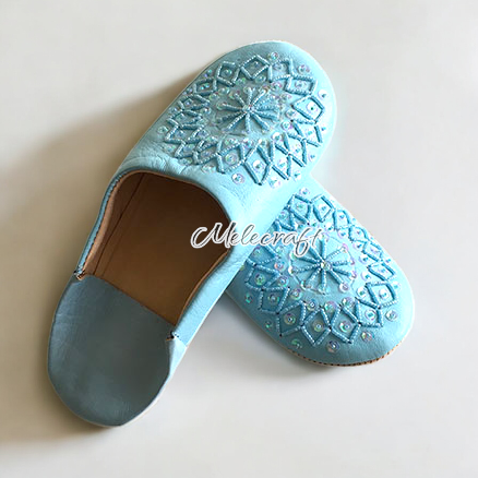 Melecraft – Engroshandel Slippers - Dame – Håndlavede marokkanske læder tøfler med broderi4