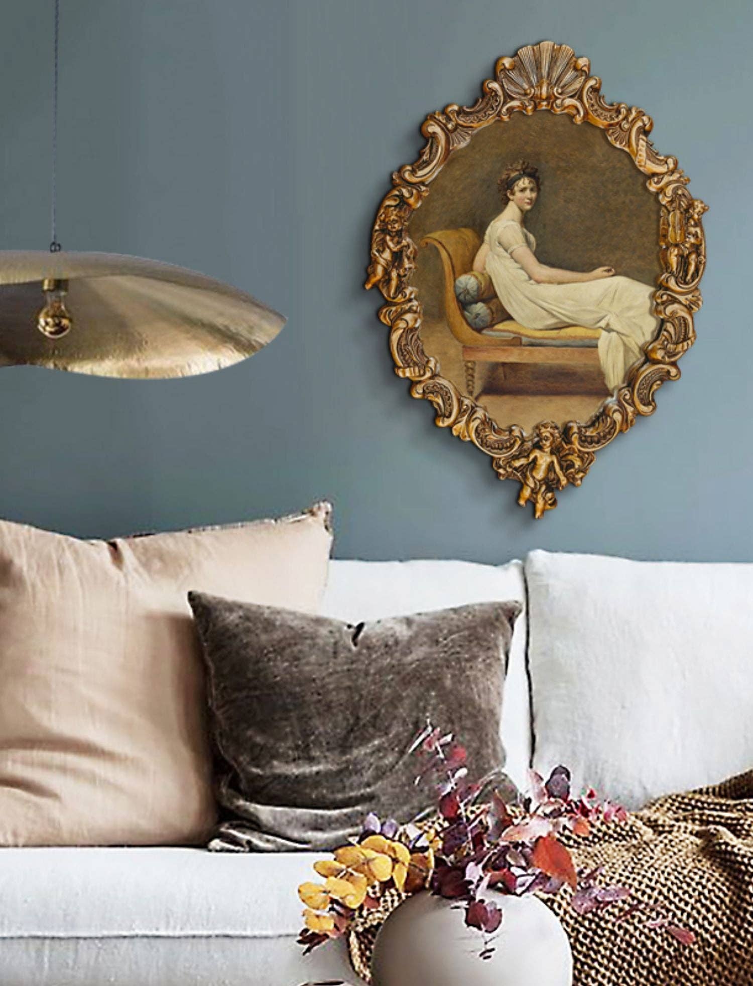 Brown Madame Recamier Round Vintage Decorative Painting W1580 for wholesale on Faire1