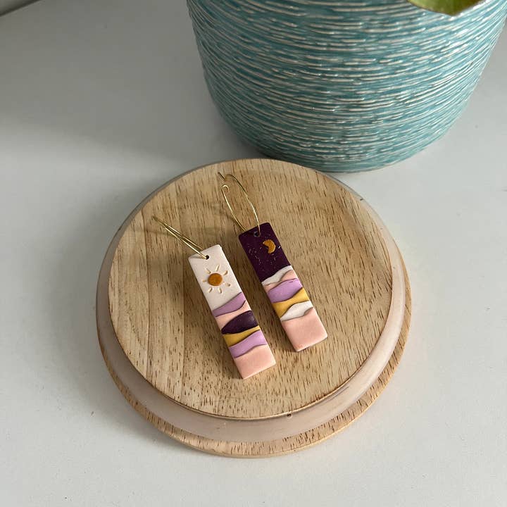 Letty’s Lovelies Co - Wholesale Dangle Earrings - Day & Night Mountain Scene Earrings1