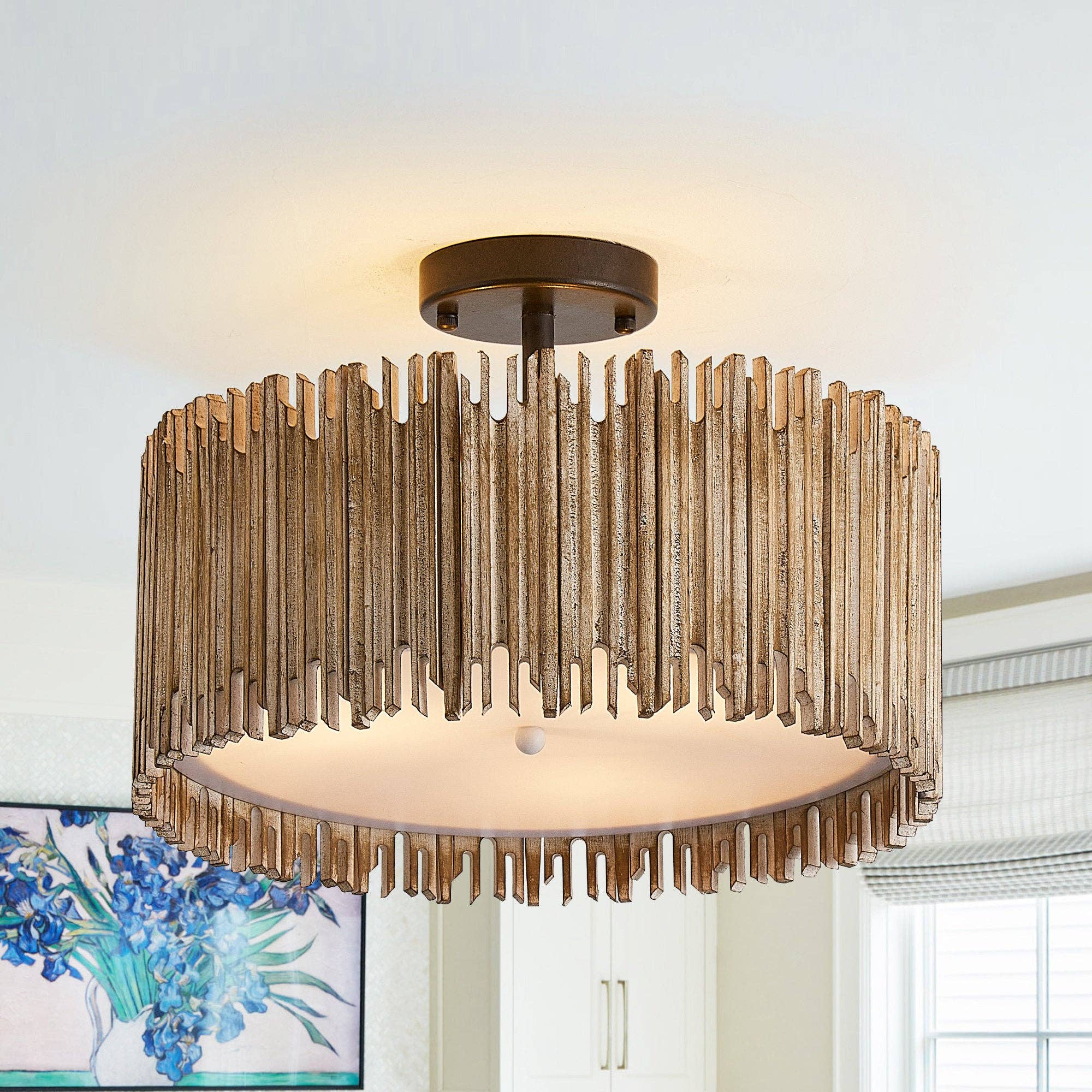 Brio Lighting - Wholesale Chandelier/Hanging Light - Farmhouse Light Lusteria 16" 3-Light LED Semi-Flush Mount2